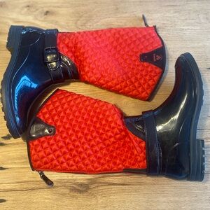Kamik Alexandra Waterproof Rain Boot Red Quilted Black Rubber Women’s 10‎ NWOT